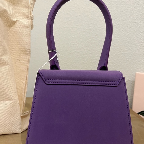 Jacquemus "Le Chiquito Moyen" top handle bag in calf leather NWT purple - Picture 4 of 10